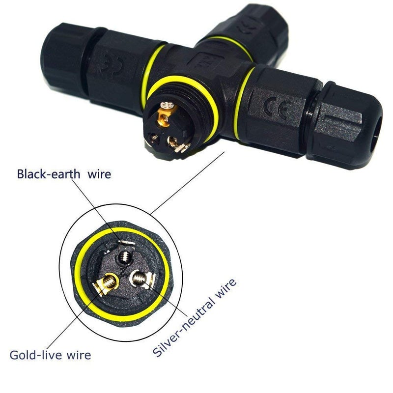 ELifeApply 3 Way Junction Box IP68 Waterproof Electrical Junction Box 2 Pin/3 Pin/4 Pin Outdoor Cable Connector for Underground/Outdoor Ã˜ 4.5mm-10mm, Shielded Field Installable - 3Pin - Image 3